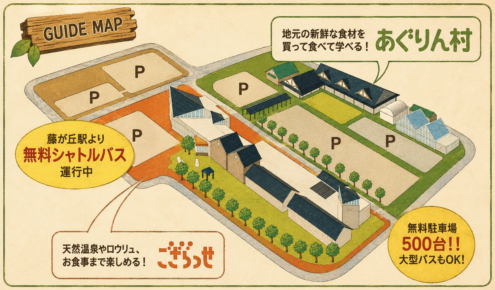 ござらっせ・あぐりん村 周辺案内図