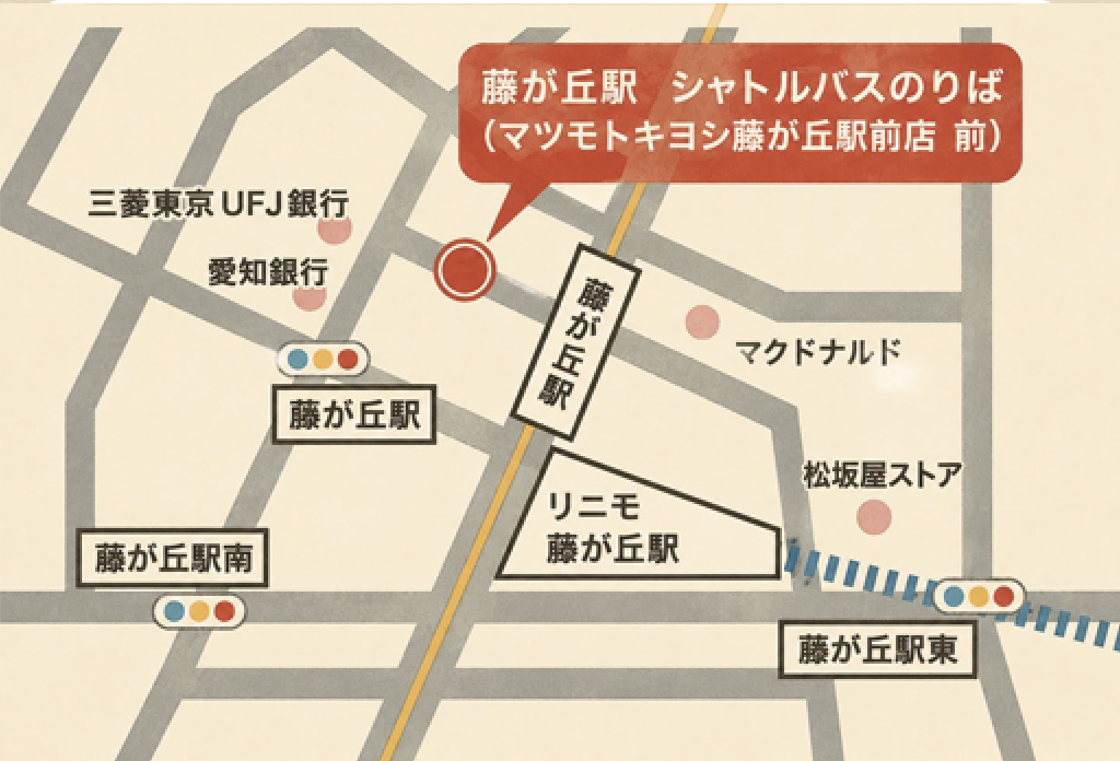 藤が丘駅 無料シャトルバスのりば案内図