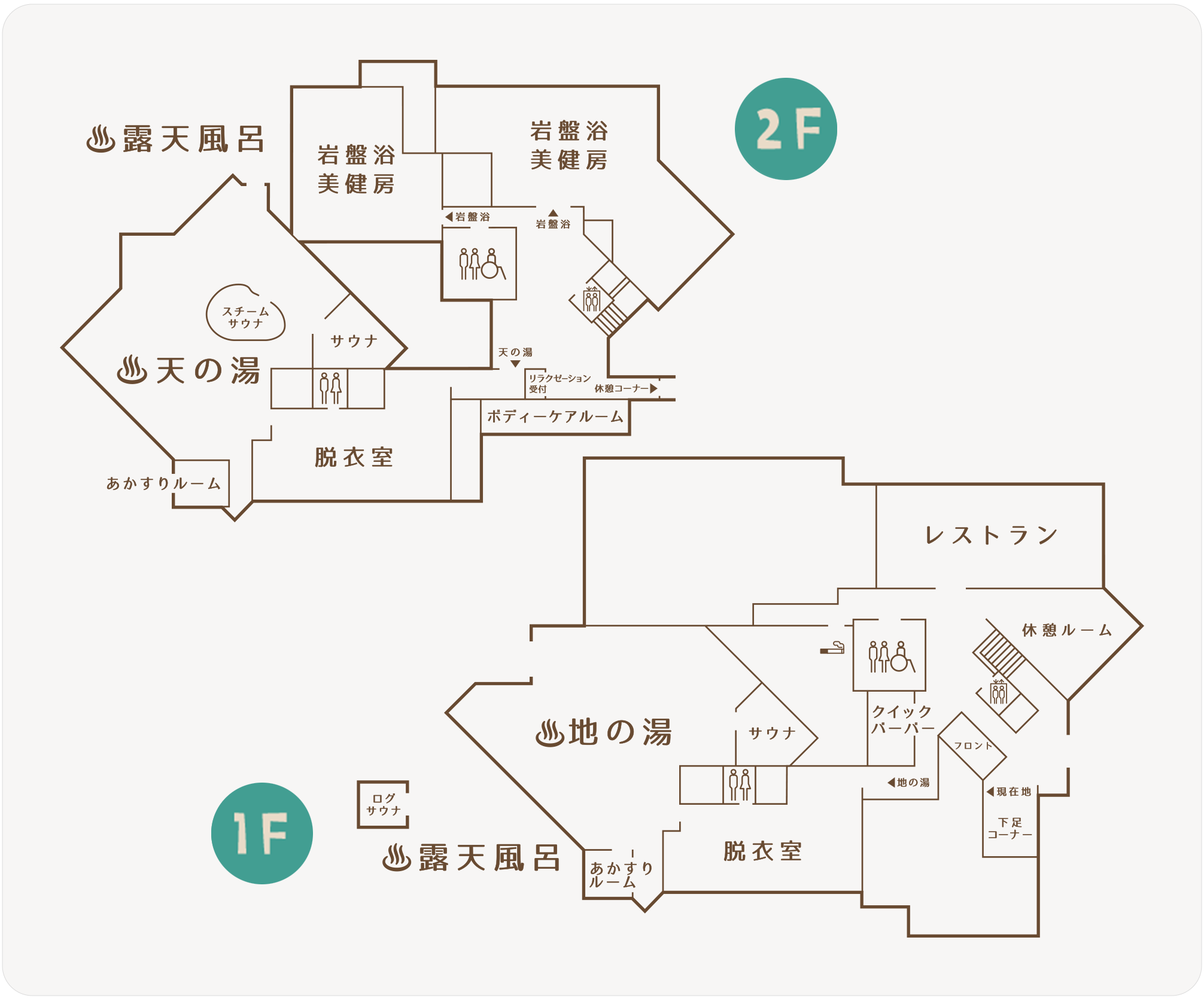 ござらっせ1階・2階館内マップ